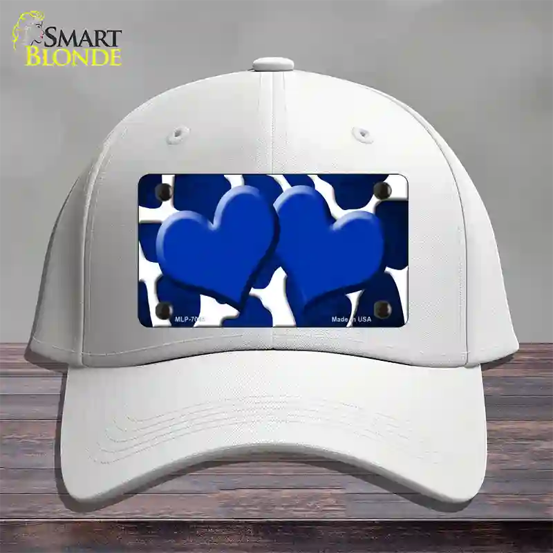 Blue White Hearts Giraffe Oil Rubbed Novelty License Plate Hat Cotton / White