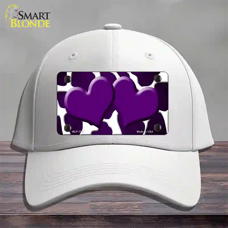 Purple White Hearts Giraffe Oil Rubbed Novelty License Plate Hat Cotton / White