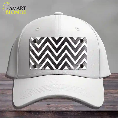 Black White Chevron Oil Rubbed Novelty License Plate Hat Cotton / White