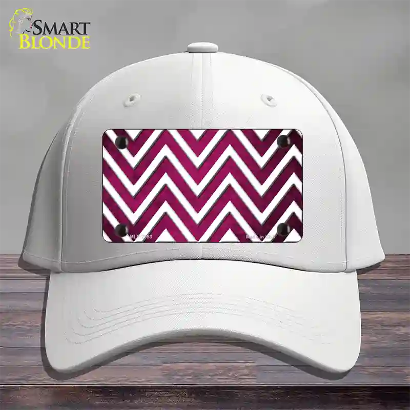 Pink White Chevron Oil Rubbed Novelty License Plate Hat Cotton / White