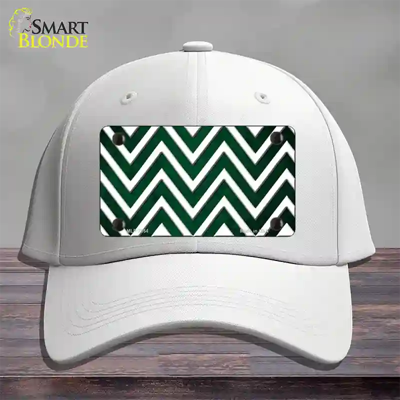 Green White Chevron Oil Rubbed Novelty License Plate Hat Cotton / White