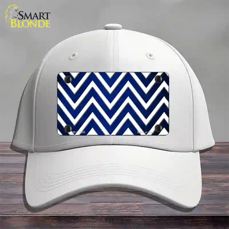 Blue White Chevron Oil Rubbed Novelty License Plate Hat Cotton / White