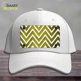 Yellow White Chevron Oil Rubbed Novelty License Plate Hat Cotton / White