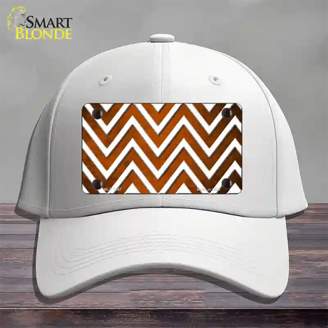 Orange White Chevron Oil Rubbed Novelty License Plate Hat Cotton / White