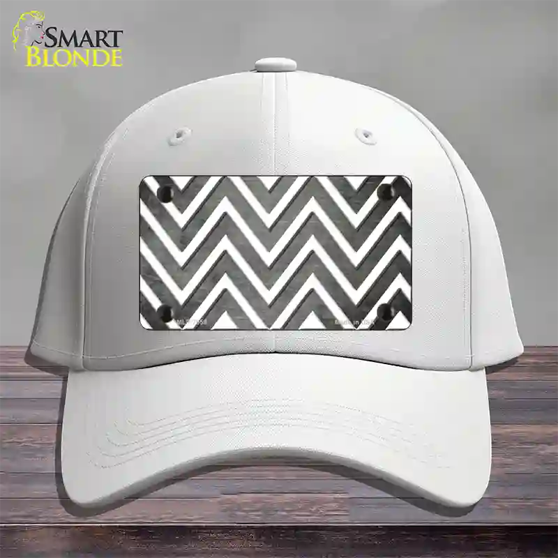 Gray White Chevron Oil Rubbed Novelty License Plate Hat Cotton / White