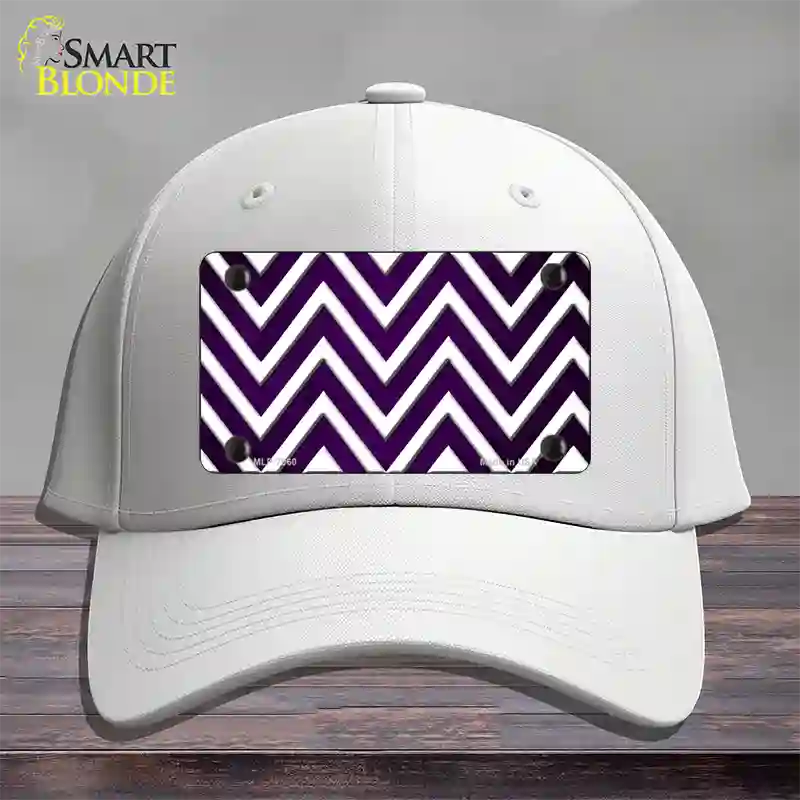 Purple White Chevron Oil Rubbed Novelty License Plate Hat Cotton / White