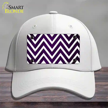 Purple White Chevron Oil Rubbed Novelty License Plate Hat Cotton / White