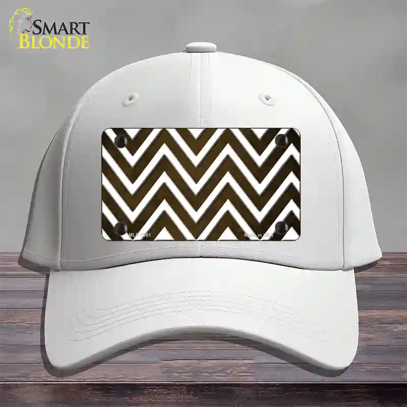 Brown White Chevron Oil Rubbed Novelty License Plate Hat Cotton / White