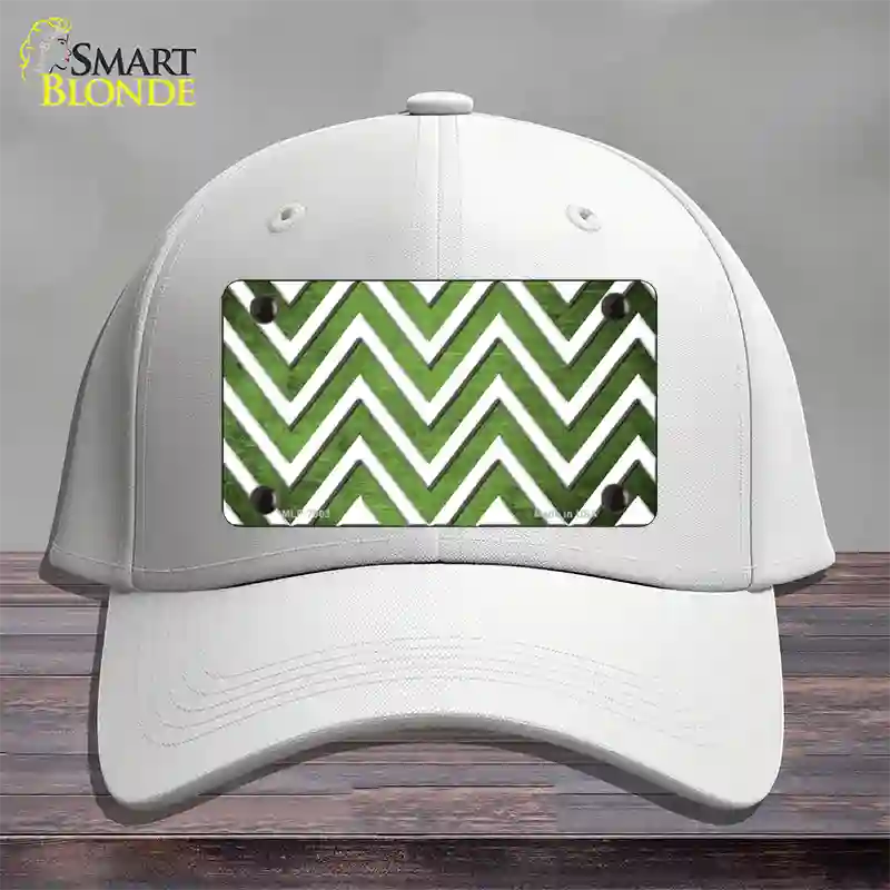 Lime Green White Chevron Oil Rubbed Novelty License Plate Hat Cotton / White