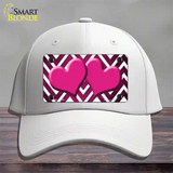 Pink White Hearts Chevron Oil Rubbed Novelty License Plate Hat Cotton / White