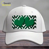 Green White Hearts Chevron Oil Rubbed Novelty License Plate Hat Cotton / White