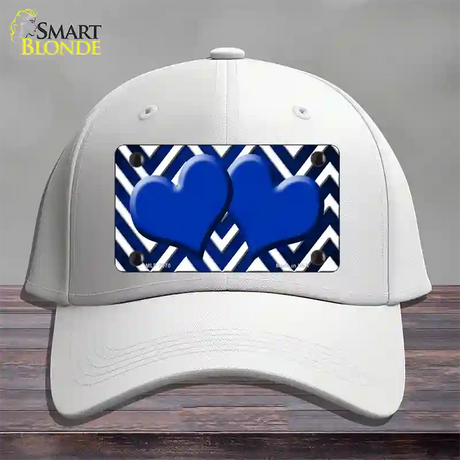 Blue White Hearts Chevron Oil Rubbed Novelty License Plate Hat Cotton / White