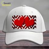 Red White Hearts Chevron Oil Rubbed Novelty License Plate Hat Cotton / White