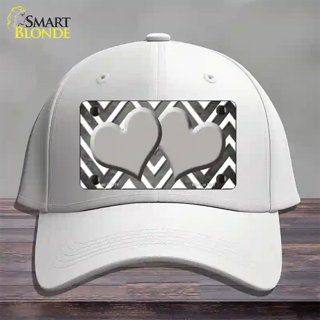 Gray White Hearts Chevron Oil Rubbed Novelty License Plate Hat Cotton / White