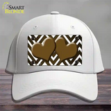 Brown White Hearts Chevron Oil Rubbed Novelty License Plate Hat Cotton / White