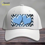 Light Blue White Hearts Chevron Oil Rubbed Novelty License Plate Hat Cotton / White