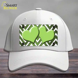 Lime Green White Hearts Chevron Oil Rubbed Novelty License Plate Hat Cotton / White