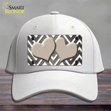 Tan White Hearts Chevron Oil Rubbed Novelty License Plate Hat Cotton / White