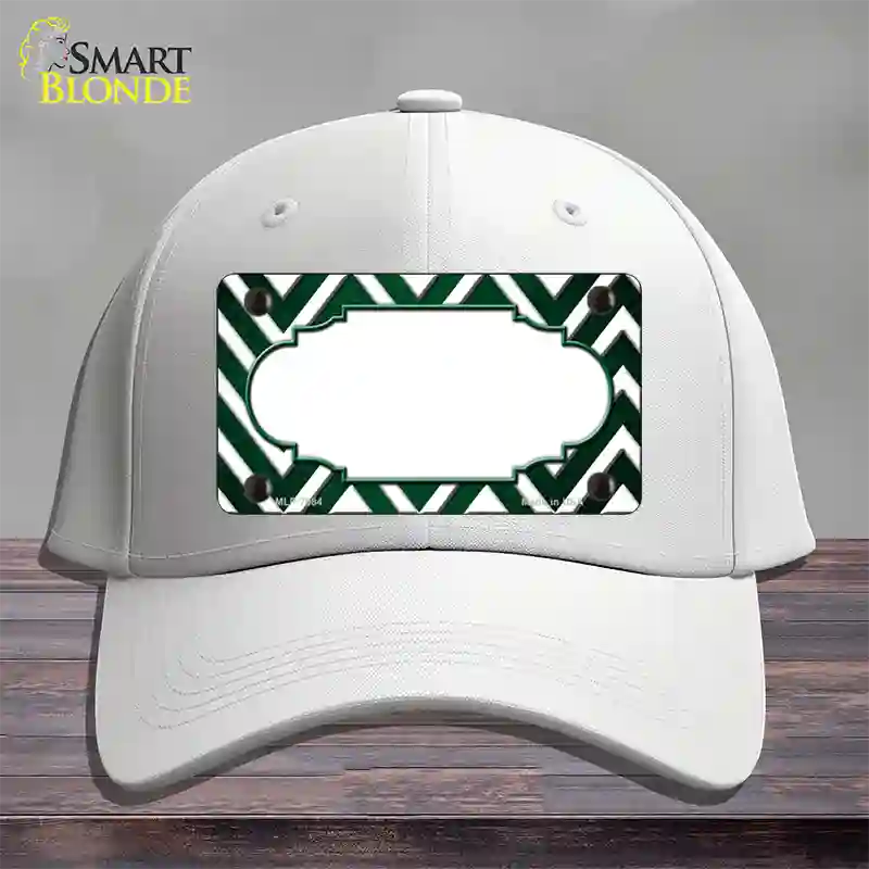 Green White Chevron Scallop Oil Rubbed Novelty License Plate Hat Cotton / White