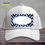 Blue White Chevron Scallop Oil Rubbed Novelty License Plate Hat Cotton / White