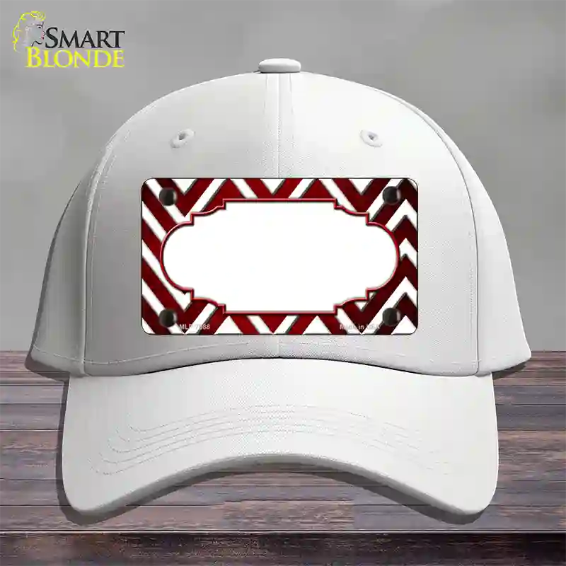 Red White Chevron Scallop Oil Rubbed Novelty License Plate Hat Cotton / White