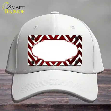 Red White Chevron Scallop Oil Rubbed Novelty License Plate Hat Cotton / White