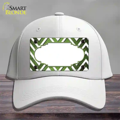 Lime Green White Chevron Scallop Oil Rubbed Novelty License Plate Hat Cotton / White