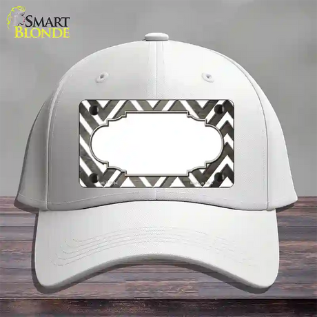 Tan White Chevron Scallop Oil Rubbed Novelty License Plate Hat Cotton / White