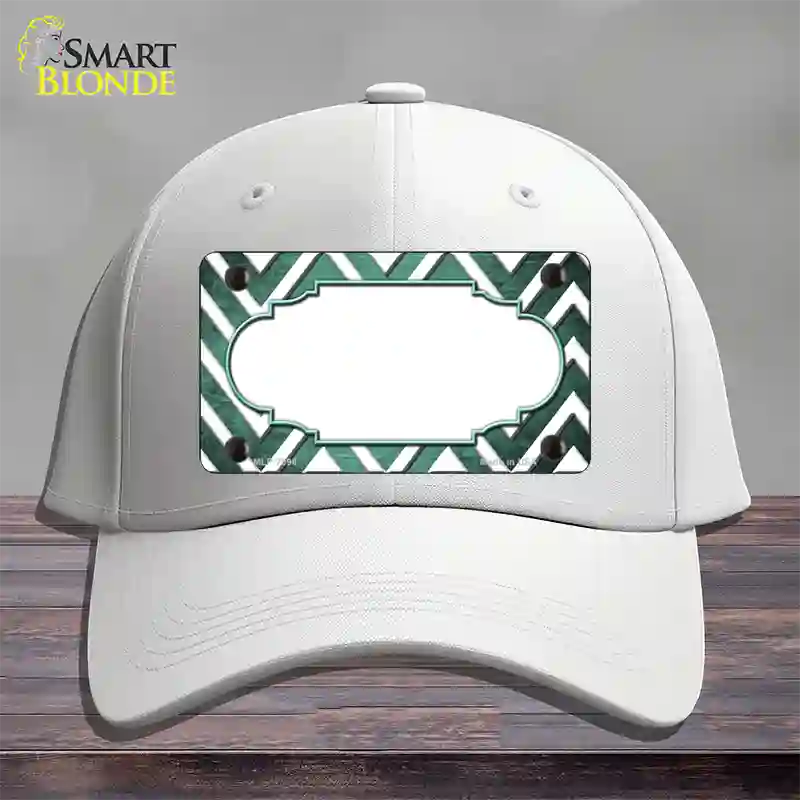 Mint White Chevron Scallop Oil Rubbed Novelty License Plate Hat Cotton / White