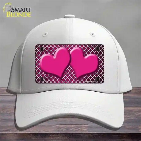 Pink White Quatrefoil Hearts Oil Rubbed Novelty License Plate Hat Cotton / White