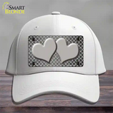 Gray White Quatrefoil Hearts Oil Rubbed Novelty License Plate Hat Cotton / White