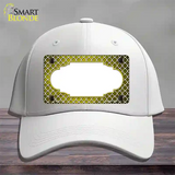 Yellow White Quatrefoil Scallop Oil Rubbed Novelty License Plate Hat Cotton / White