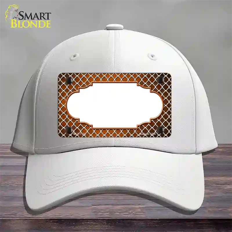 Orange White Quatrefoil Scallop Oil Rubbed Novelty License Plate Hat Cotton / White