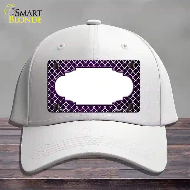 Purple White Quatrefoil Scallop Oil Rubbed Novelty License Plate Hat Cotton / White