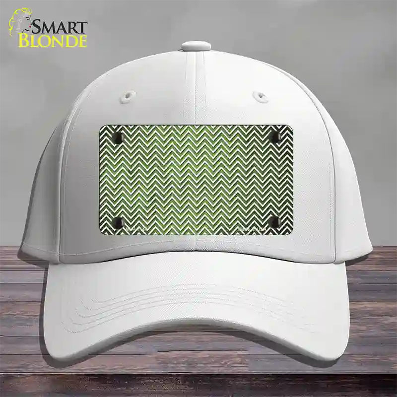 Lime Green White Small Chevron Oil Rubbed Novelty License Plate Hat Cotton / White