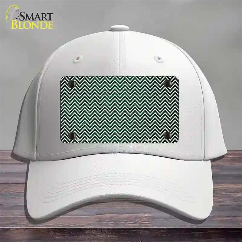 Green White Small Chevron Oil Rubbed Novelty License Plate Hat Cotton / White