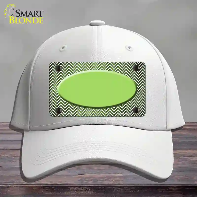 Lime Green White Small Chevron Oval Oil Rubbed Novelty License Plate Hat Cotton / White