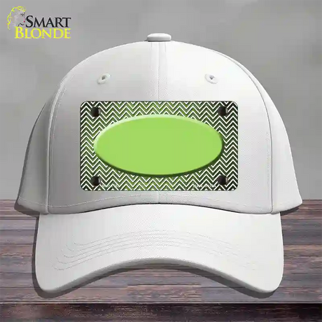 Lime Green White Small Chevron Oval Oil Rubbed Novelty License Plate Hat Cotton / White