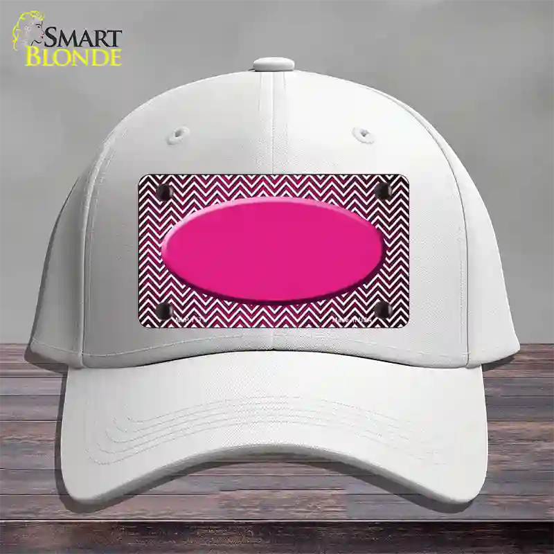 Pink White Small Chevron Oval Oil Rubbed Novelty License Plate Hat Cotton / White