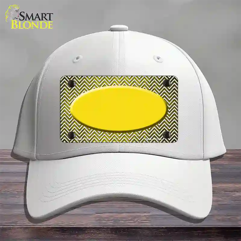 Yellow White Small Chevron Oval Oil Rubbed Novelty License Plate Hat Cotton / White