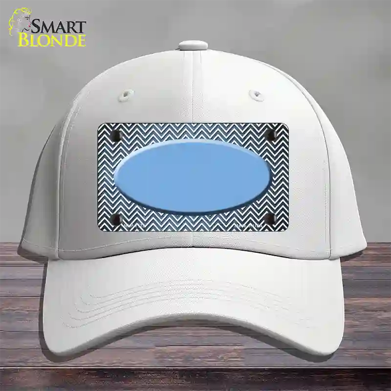 Light Blue White Small Chevron Oval Oil Rubbed Novelty License Plate Hat Cotton / White