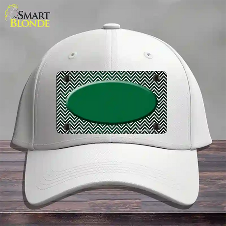 Green White Small Chevron Oval Oil Rubbed Novelty License Plate Hat Cotton / White