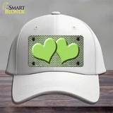 Lime Green White Small Chevron Hearts Oil Rubbed Novelty License Plate Hat Cotton / White