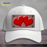 Red White Small Chevron Hearts Oil Rubbed Novelty License Plate Hat Cotton / White