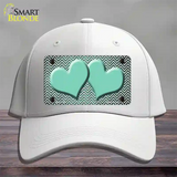 Mint White Small Chevron Hearts Oil Rubbed Novelty License Plate Hat Cotton / White