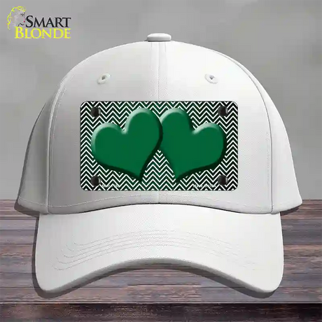 Green White Small Chevron Hearts Oil Rubbed Novelty License Plate Hat Cotton / White