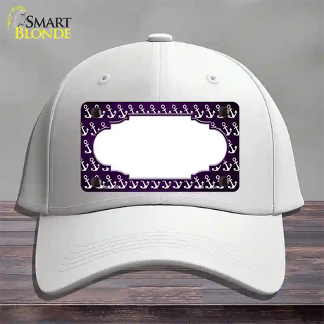 Purple White Anchor Scallop Oil Rubbed Novelty License Plate Hat Cotton / White