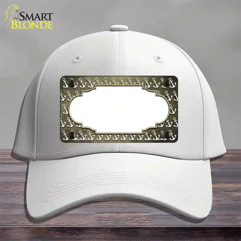 Gold White Anchor Scallop Oil Rubbed Novelty License Plate Hat Cotton / White