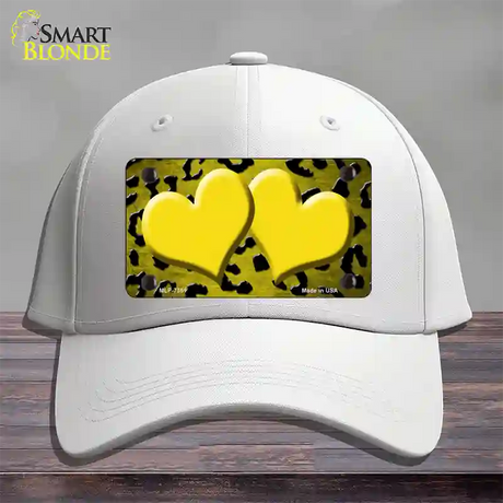 Yellow Black Cheetah Hearts Oil Rubbed Novelty License Plate Hat Cotton / White