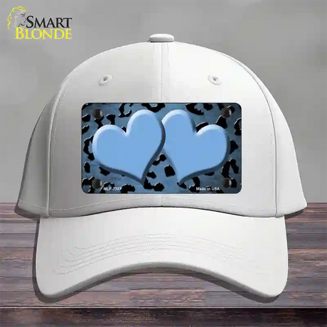 Light Blue Black Cheetah Hearts Oil Rubbed Novelty License Plate Hat Cotton / White